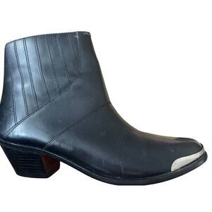 Jean Pier Clemente Black Leather Silver Toe Western Cowboy Boots women's 10.5D10